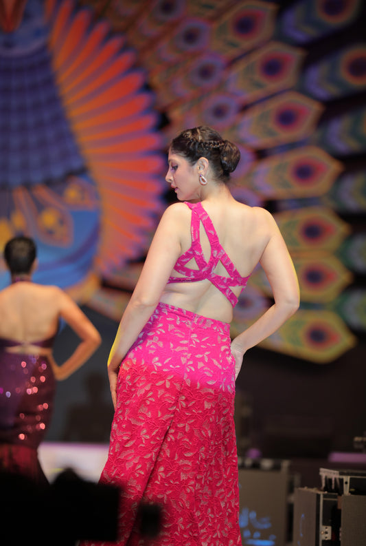 Dark Pink Georgette Gown