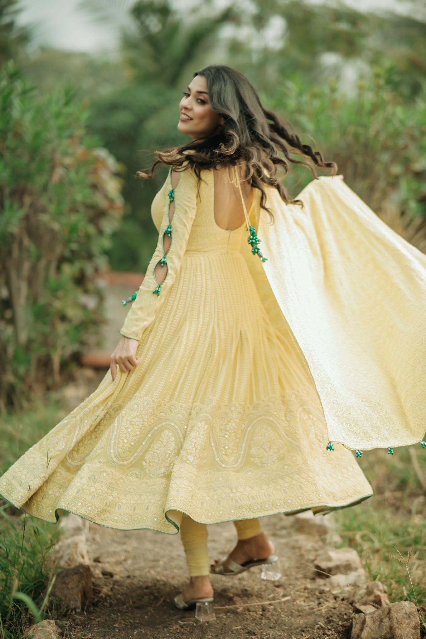 Yellow Georgette Anarkali Set