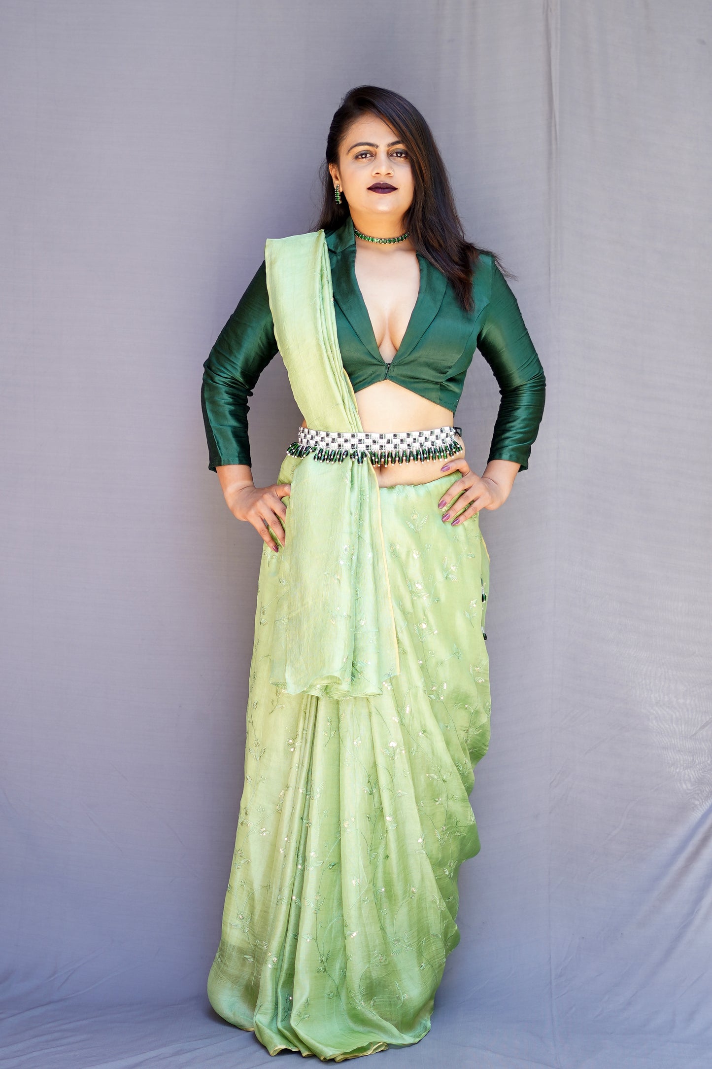 Pista Green Color Saree