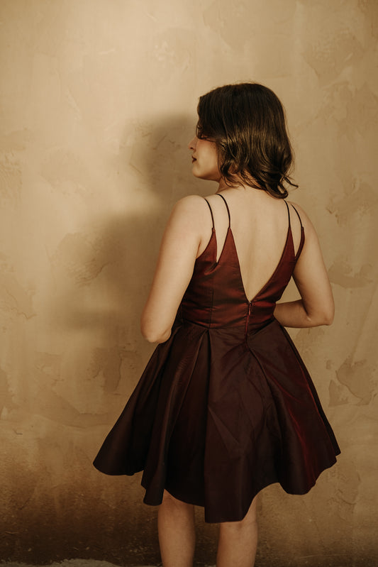 Deep Wine Color Four Stripe Frock