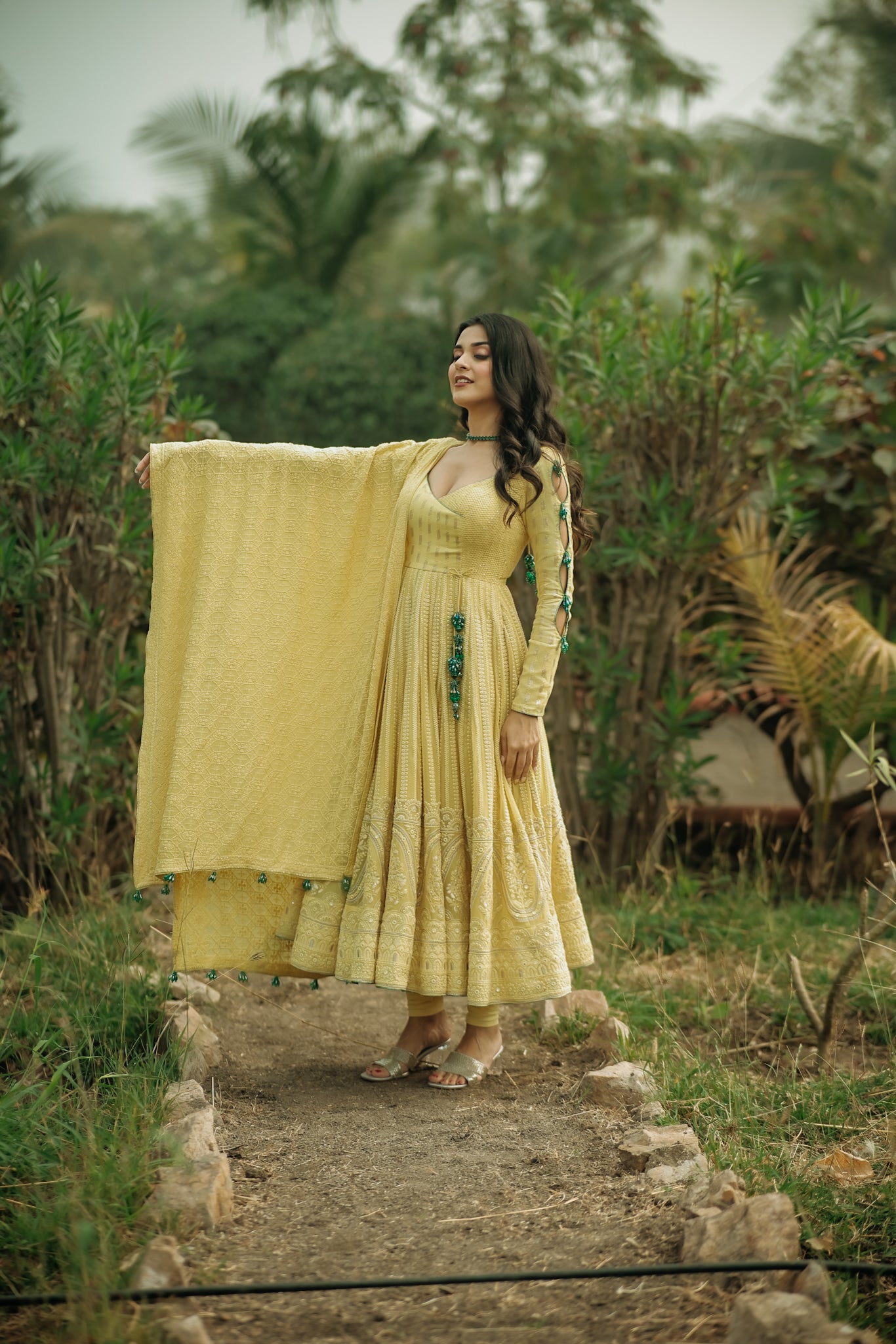Yellow Georgette Anarkali Set