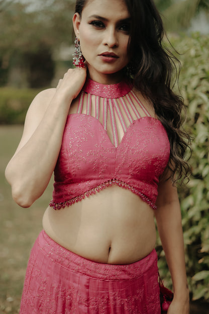 Dark Pink Dola Silk Blouse