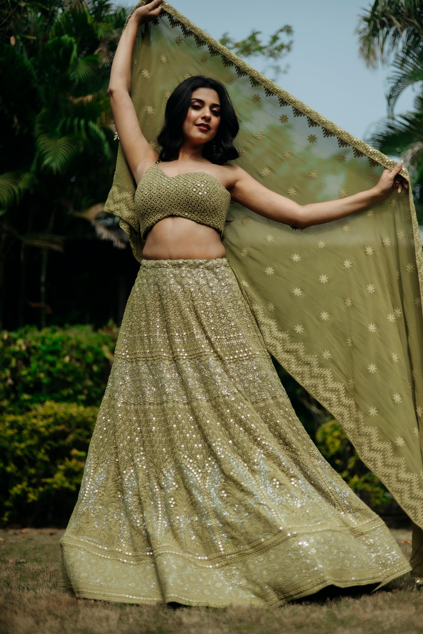 Threaded Embroidery Georgette Skirt