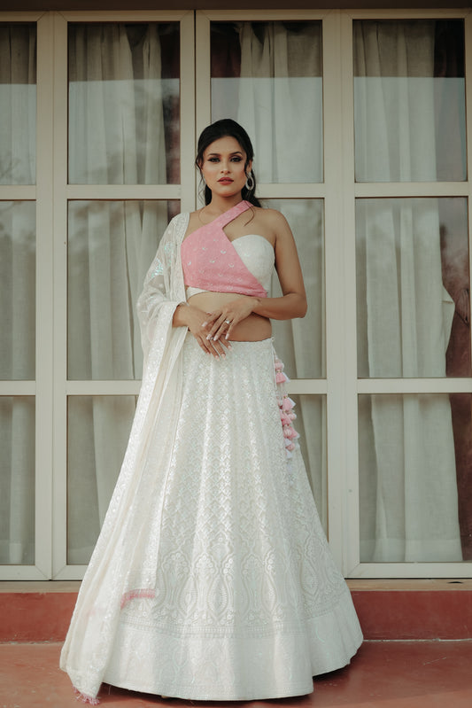 Ethereal White Lehenga Set