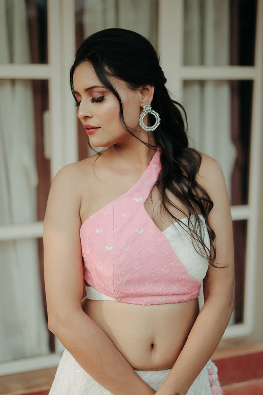 Blouse With Asymmetric Design (Two color)