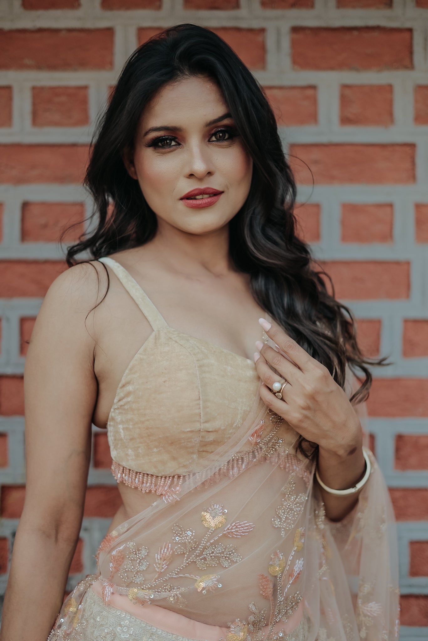 Narrow Stripe Blouse and a Beaded Waist