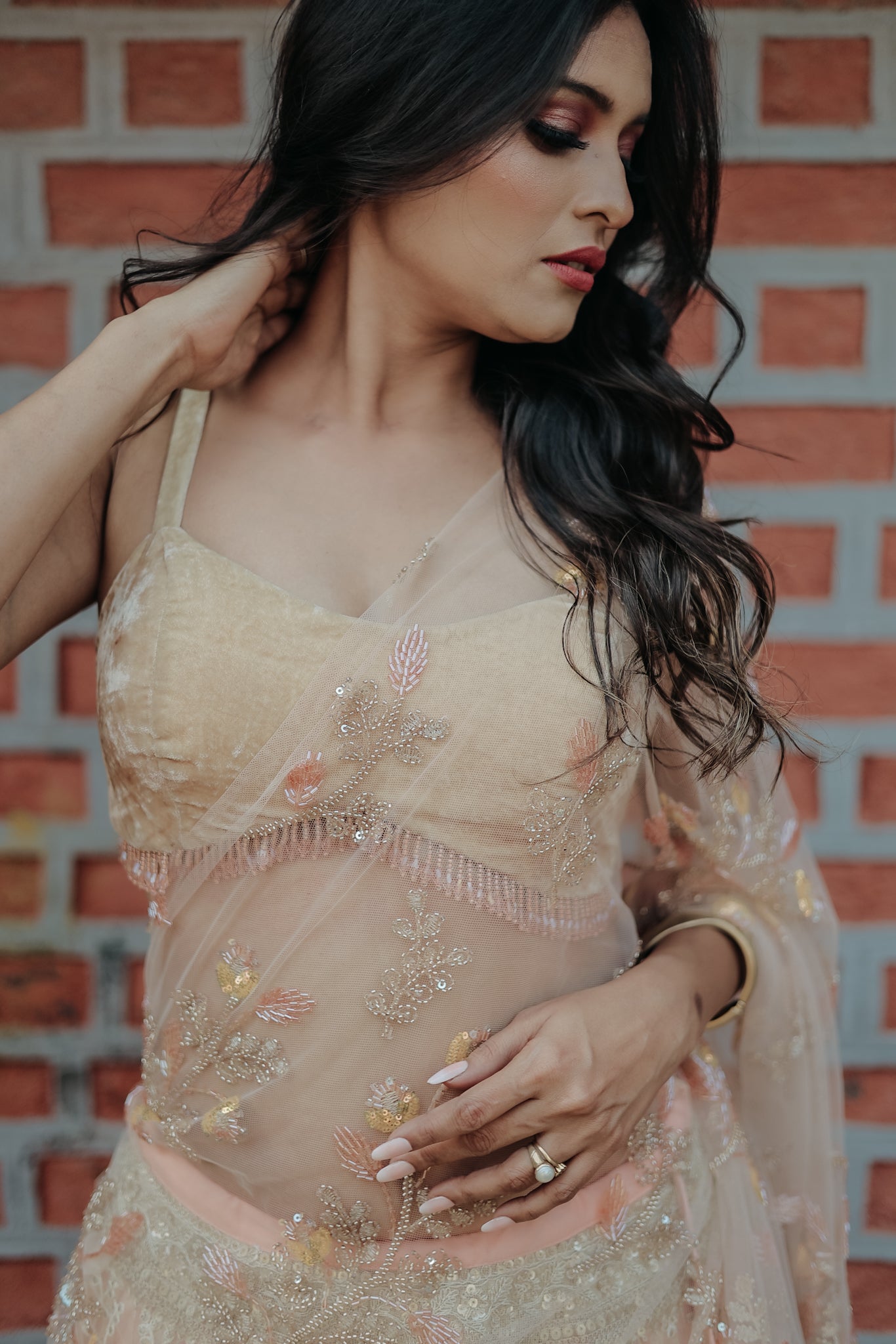 Narrow Stripe Blouse and a Beaded Waist
