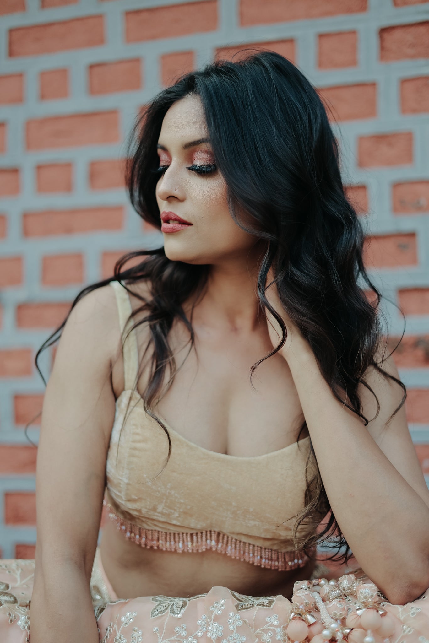 Narrow Stripe Blouse and a Beaded Waist