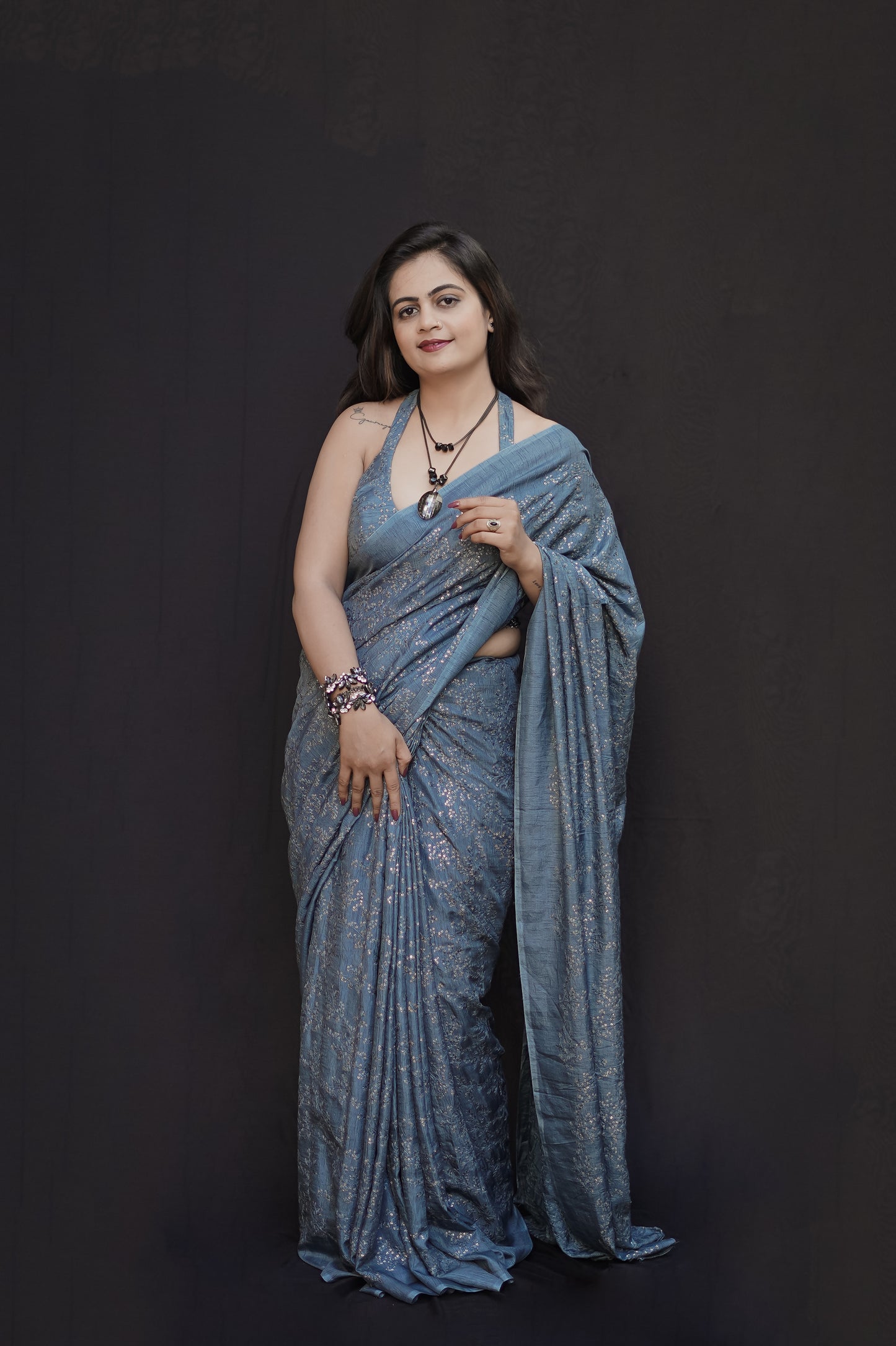 Moonlit Ash Saree
