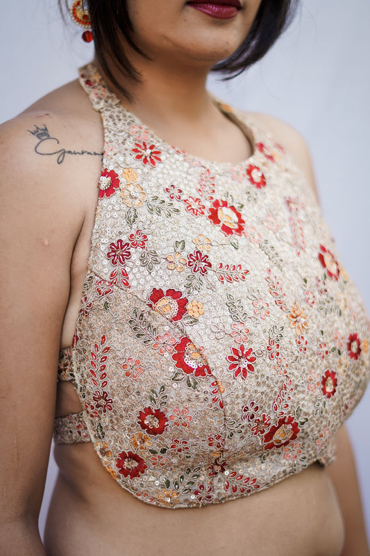 Backlash Flower Embroidery Blouse