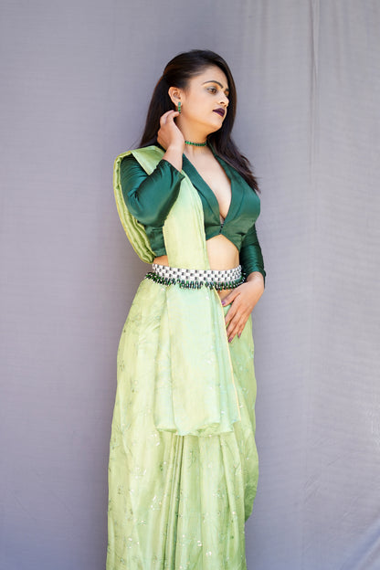 Pista Green Color Saree