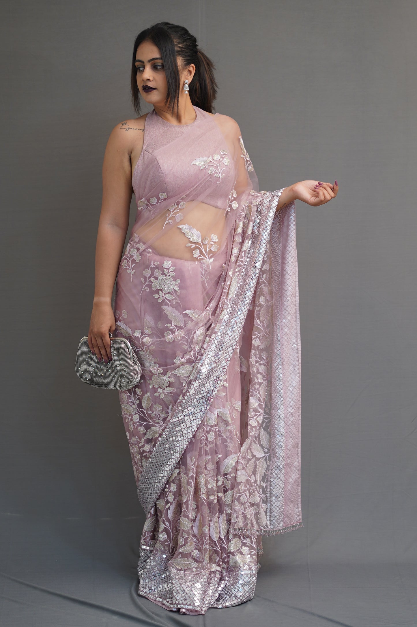 Mushroom Floral Saree