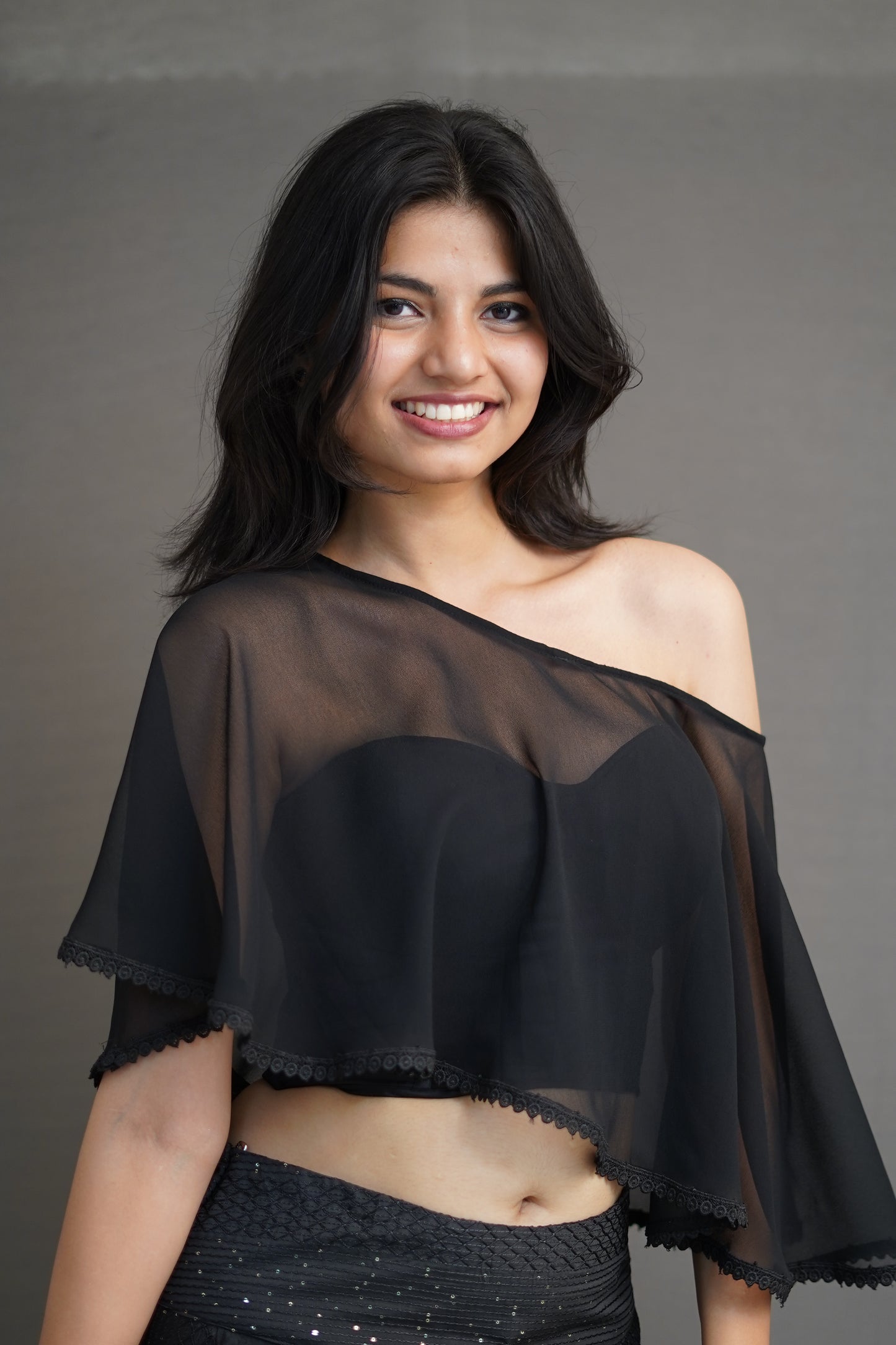 Black Three-Piece Skirt Top Set