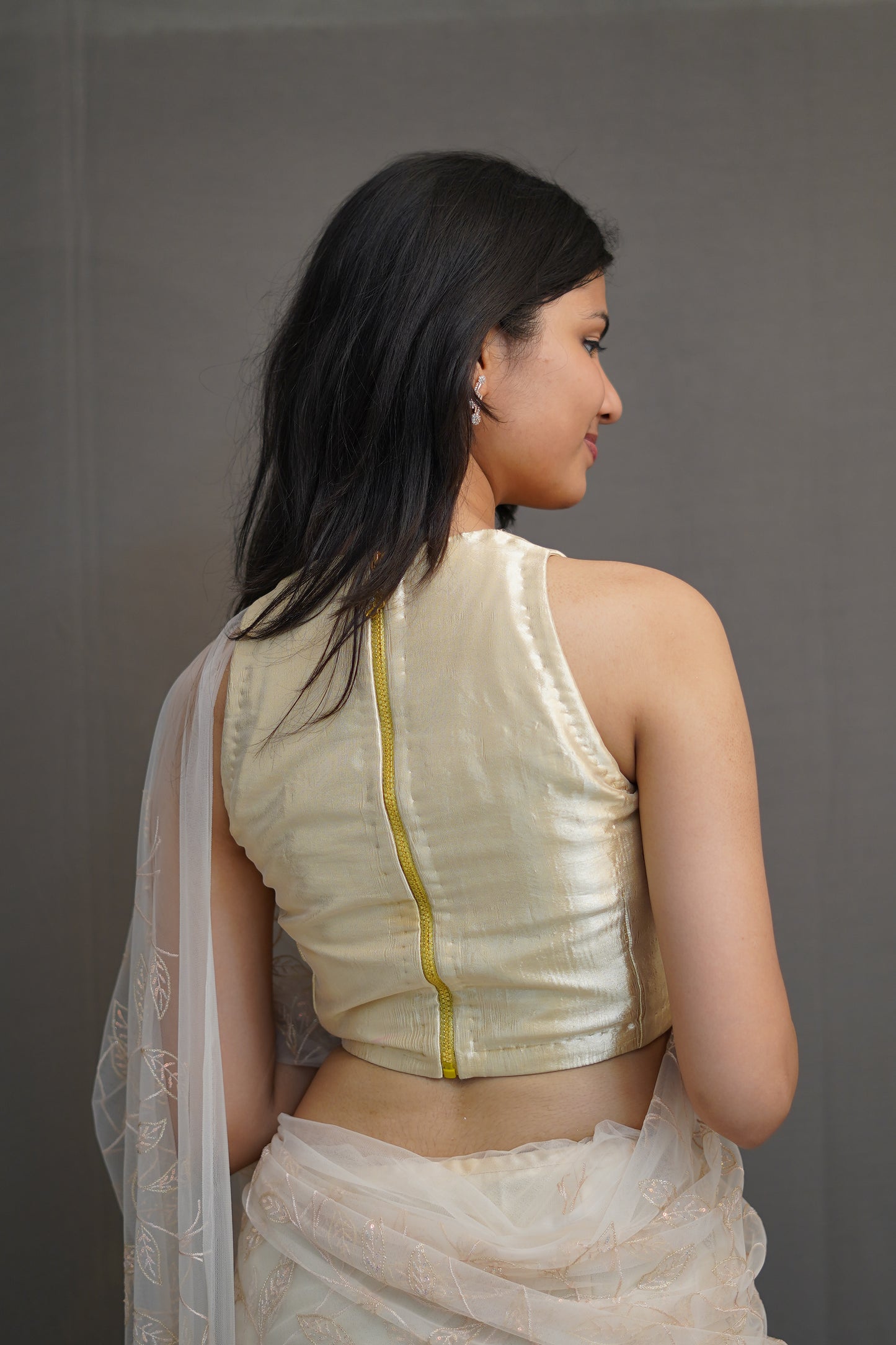 Ivory Sequin Saree
