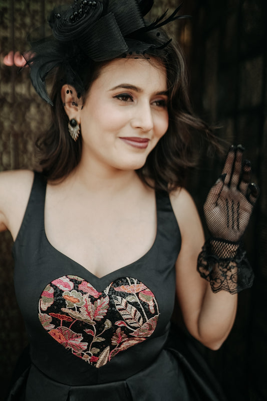 Black Color Heart Shape Frock