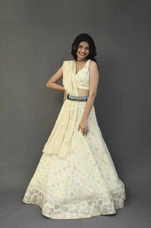Off-White Regal Lehenga Set
