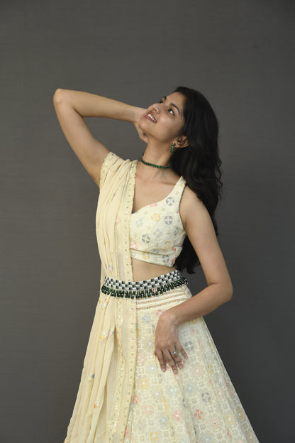 Off-White Regal Lehenga Set