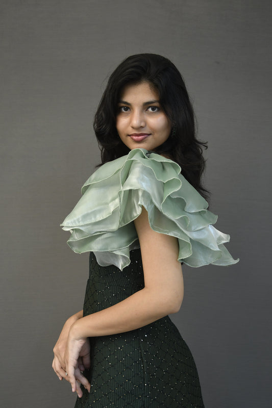 Dark Green Ruffle Gown