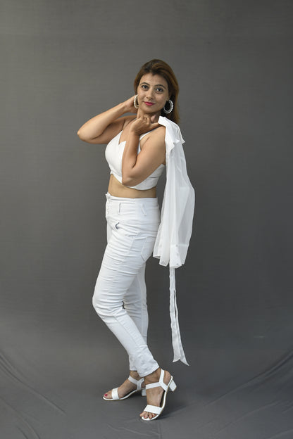White Blouse With Poncho