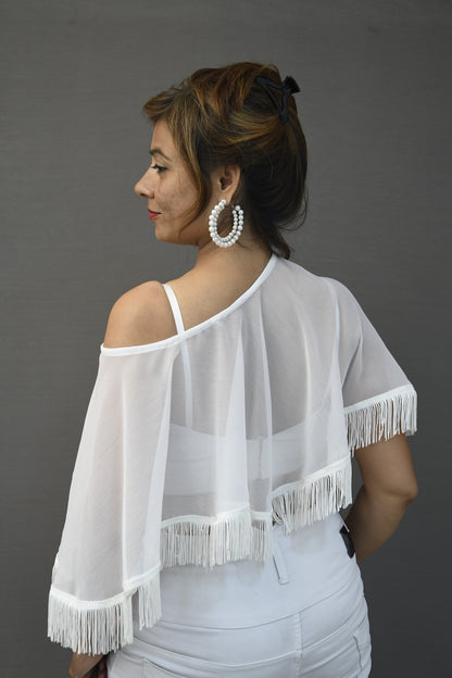 White Blouse With Poncho