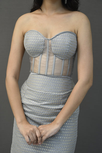 Grey Transparent Corset Blouse