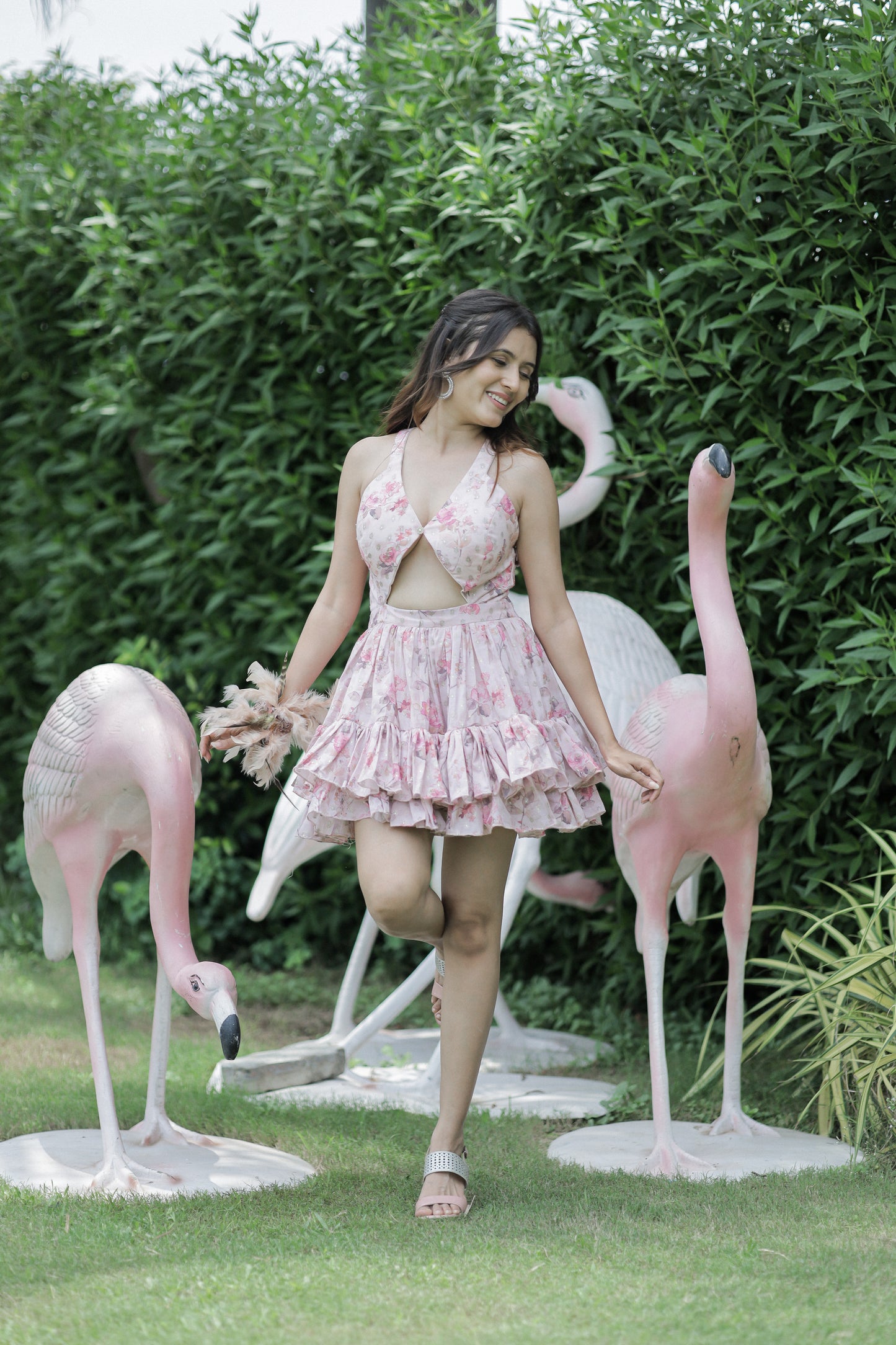 Open Neck Barbie Pink Georgette Frock