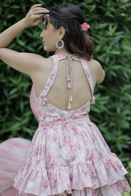 Open Neck Barbie Pink Georgette Frock