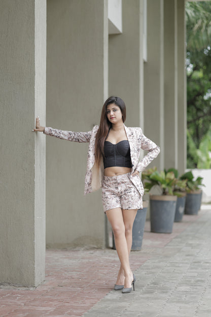 Corset With Floral Printed Jacket And Short