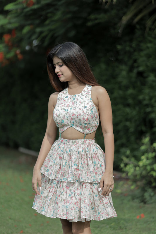 Halter Neck Back Less Short Frock
