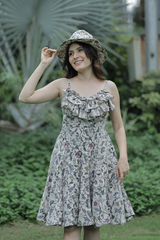 Ruffle Frock With Customized Cow Boy CAP