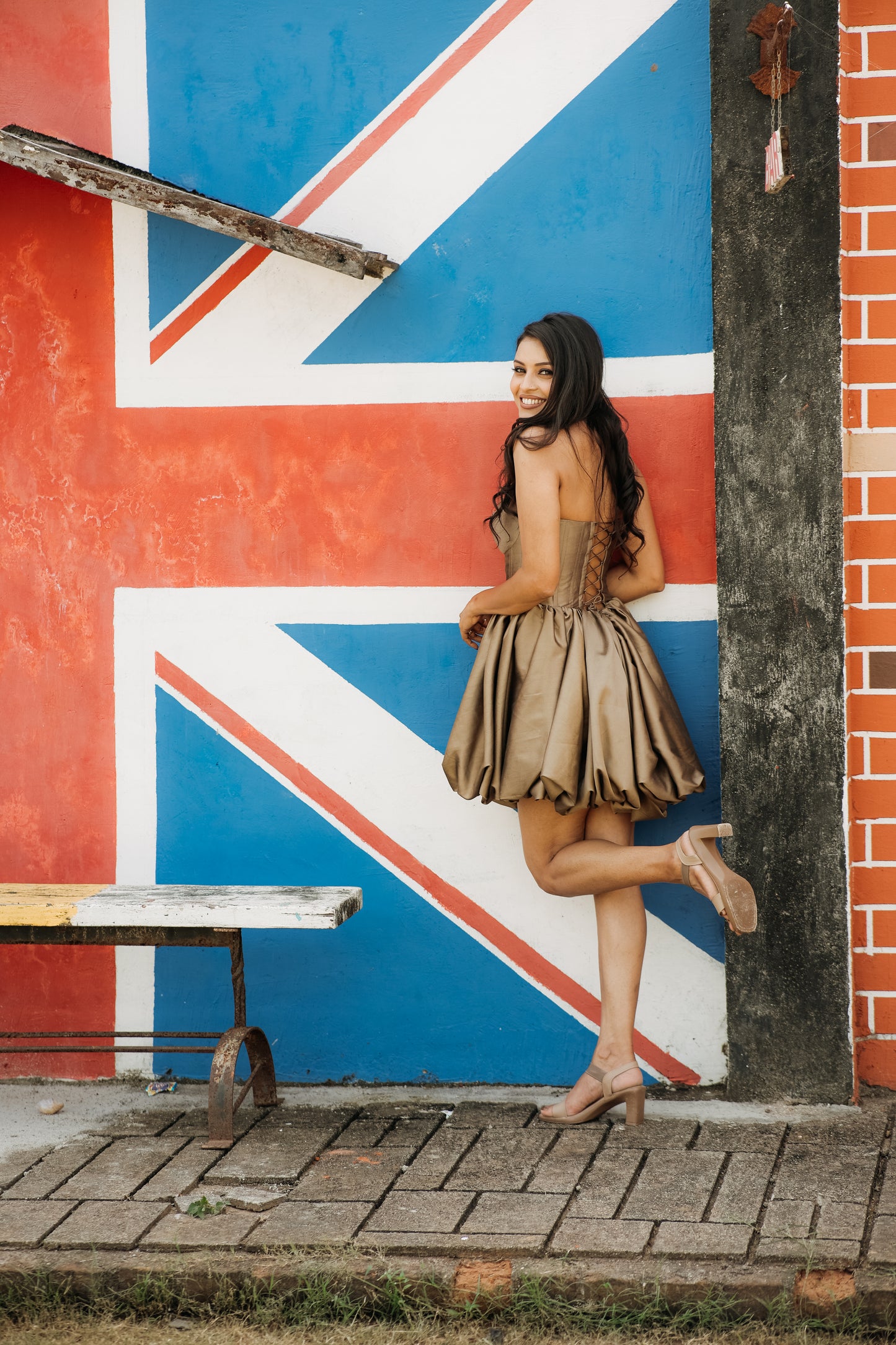 Light Brown Color Heart Shape Corset Frock