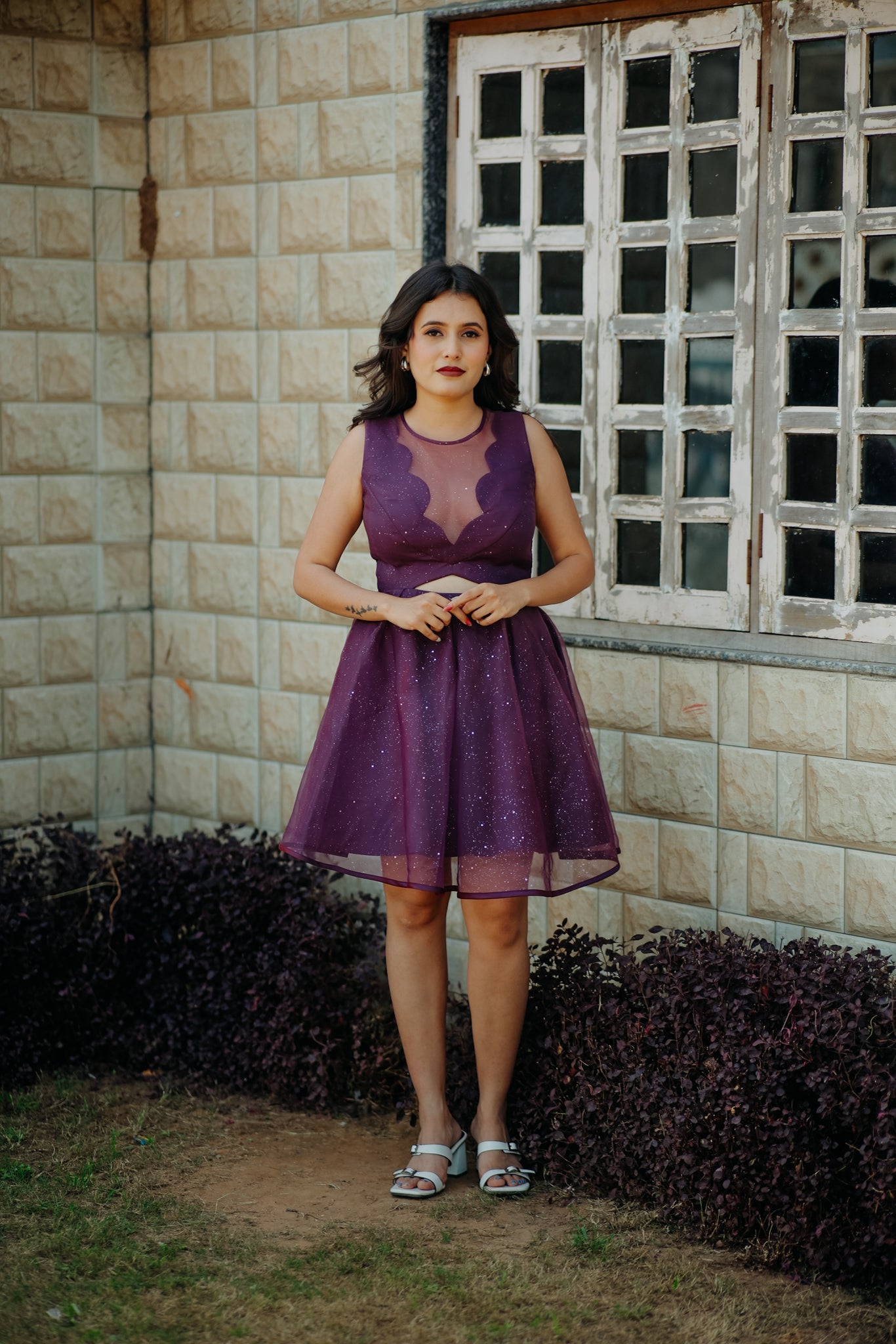 Violet Color Galaxy Organza Frock