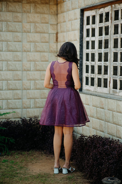 Violet Color Galaxy Organza Frock