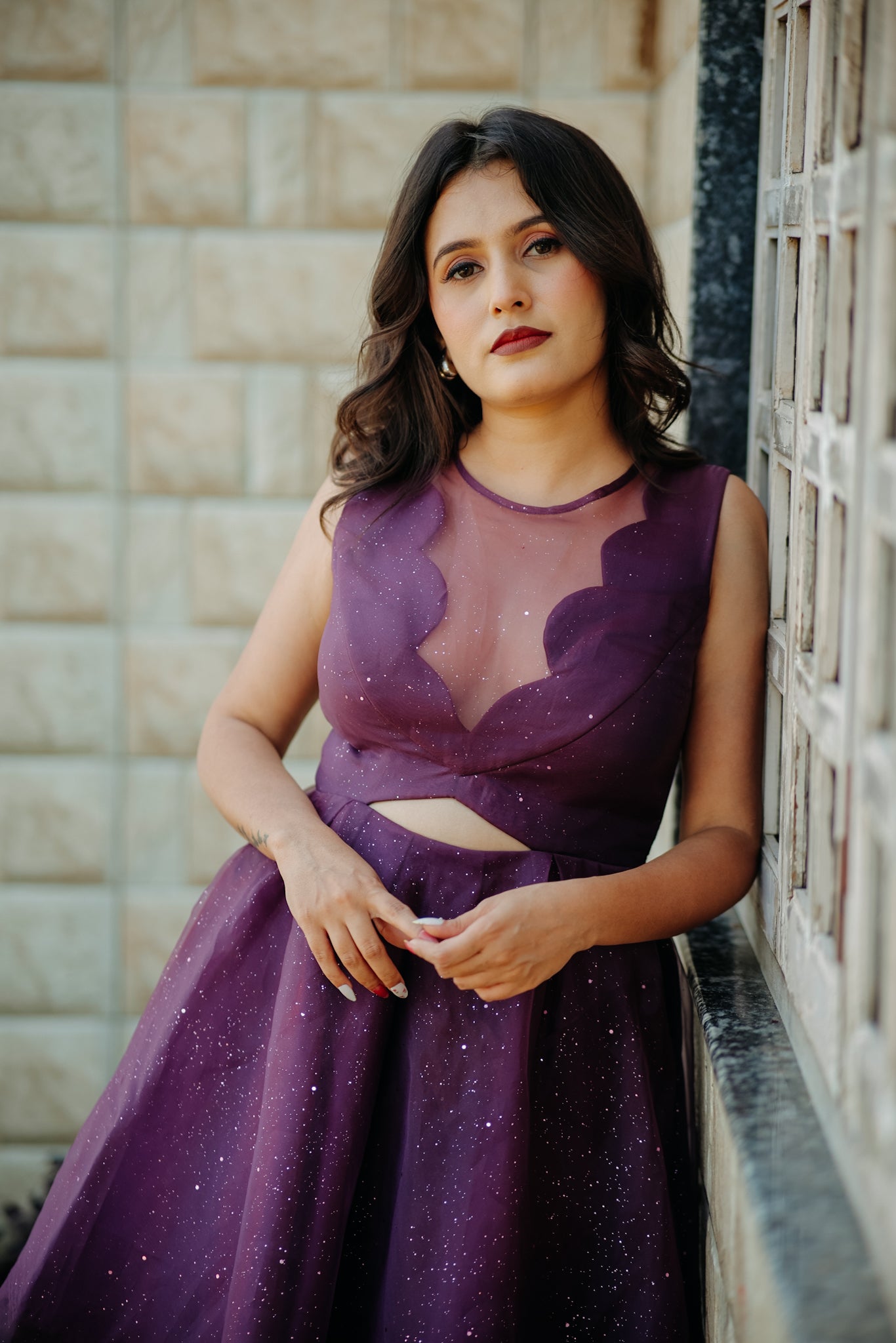 Violet Color Galaxy Organza Frock