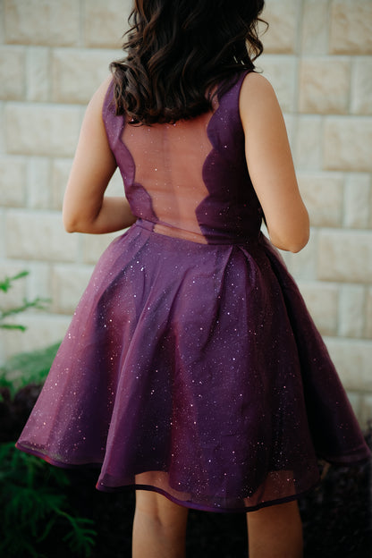 Violet Color Galaxy Organza Frock