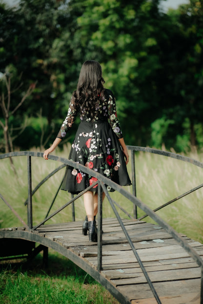 Multi Color Flower Applique Frock