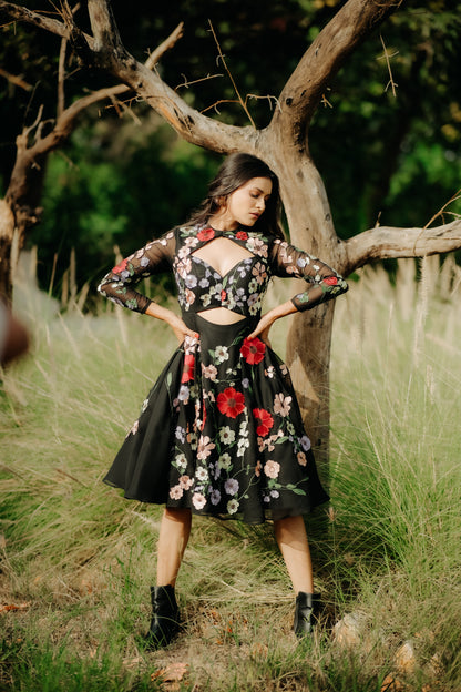 Multi Color Flower Applique Frock