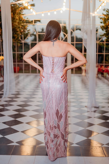 Light Pink Color Heavy Net Gown